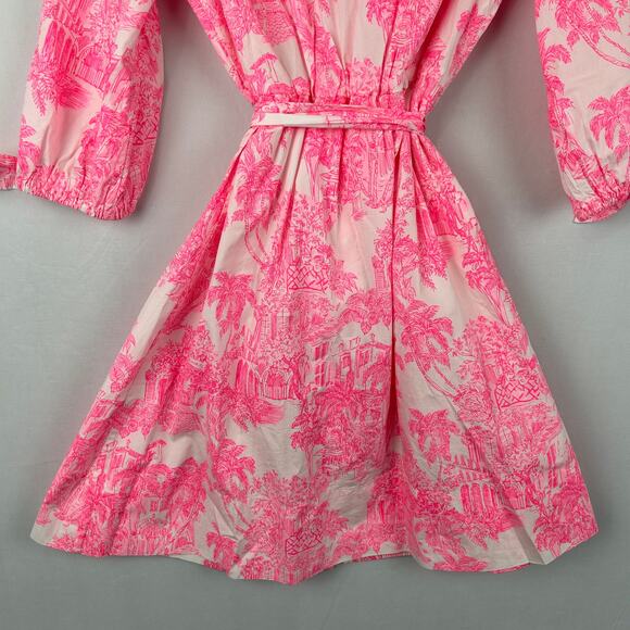Lilly Pulitzer Amrita 3/4 Sleeve Dress Belted Pink/White 015910 Women's Size 4 - Picture 12 of 13